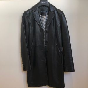 Vintage Kenneth Cole Leather Trench Coat - Black